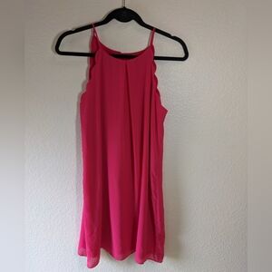 Pink Scalloped Midi Dress